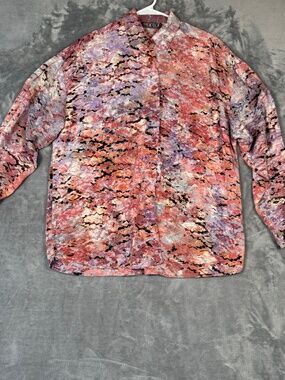 Paris Sport Club Abstract Button Up Shirt Pink Purple Retro M